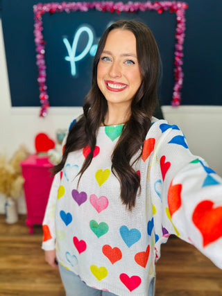 Allegra - Multi Colored Hearts Sweater