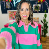 Easy Like Sunday Sweater - Pink & Green