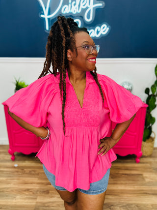 Talk To You Top - Coral Pink - FINAL SALE