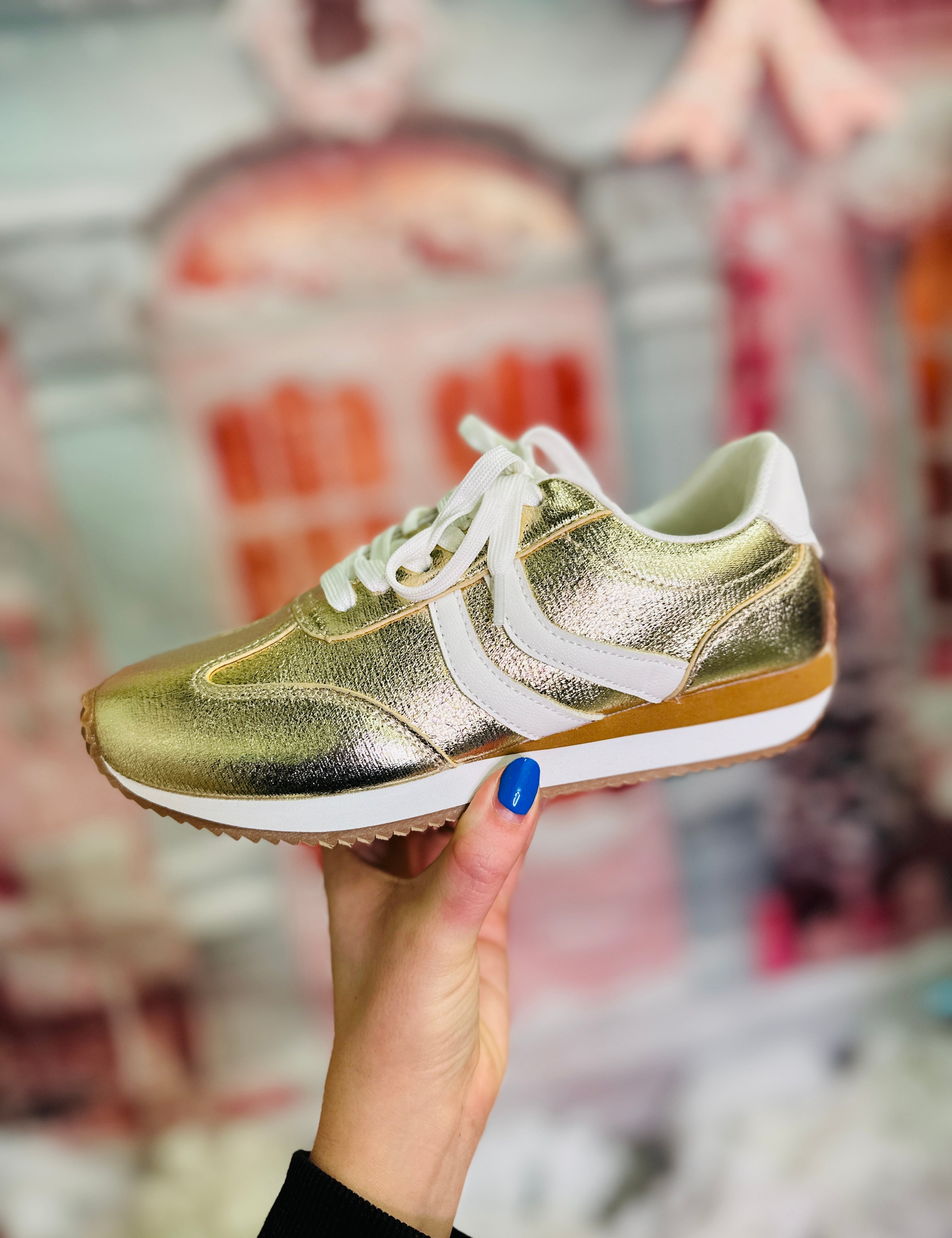 Kickoff Gold Crinkle Metallic Sneakers by Corkys