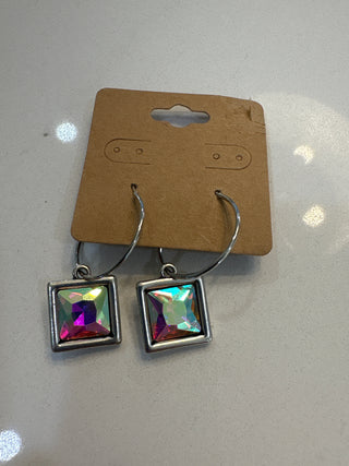 Chiclet Crystal Hoop Earrings