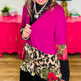 Animal And Floral Print Color Block Cardigan - LAST ONES FINAL SALE