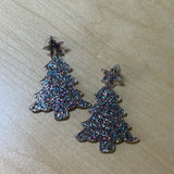 Glitter Christmas Tree Earrings  - PREORDER