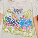 Bling Owl & Pumpkins Tattered Tee - LAST ONES FINAL SALE