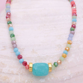 Multi Bead Turquoise Barrel Bead Necklace