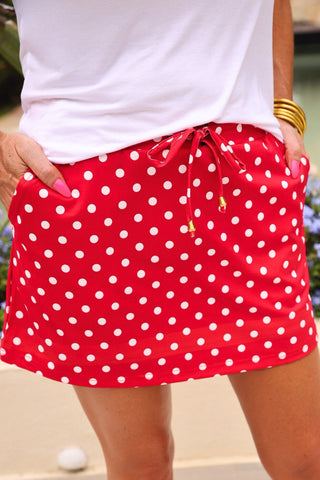 PREORDER- Red Polka Dot Skort