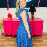 Blue Floral Tiered Dress