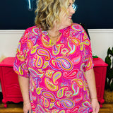 Dear Scarlett Lizzy Breeze Top - Hot Pink Paisley - FINAL SALE