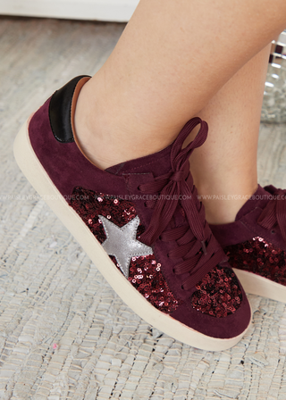 Another Round Sneakers by Corkys - Wine Sequins - GAMEDAY