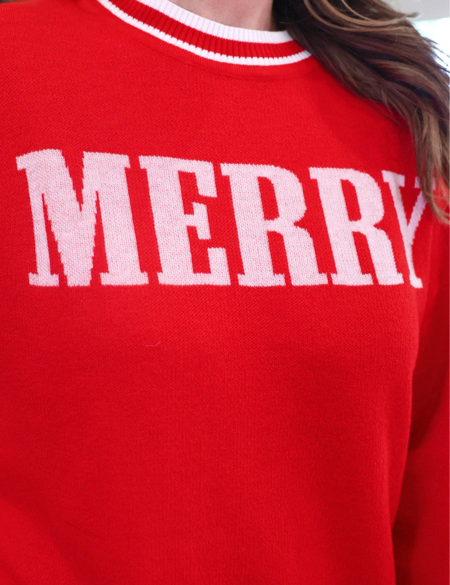 PREORDER- Red Merry Jacquard Knit Sweater