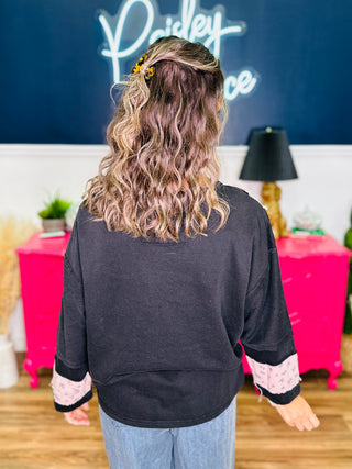 Harper Black Patchwork Daisy Detail Top