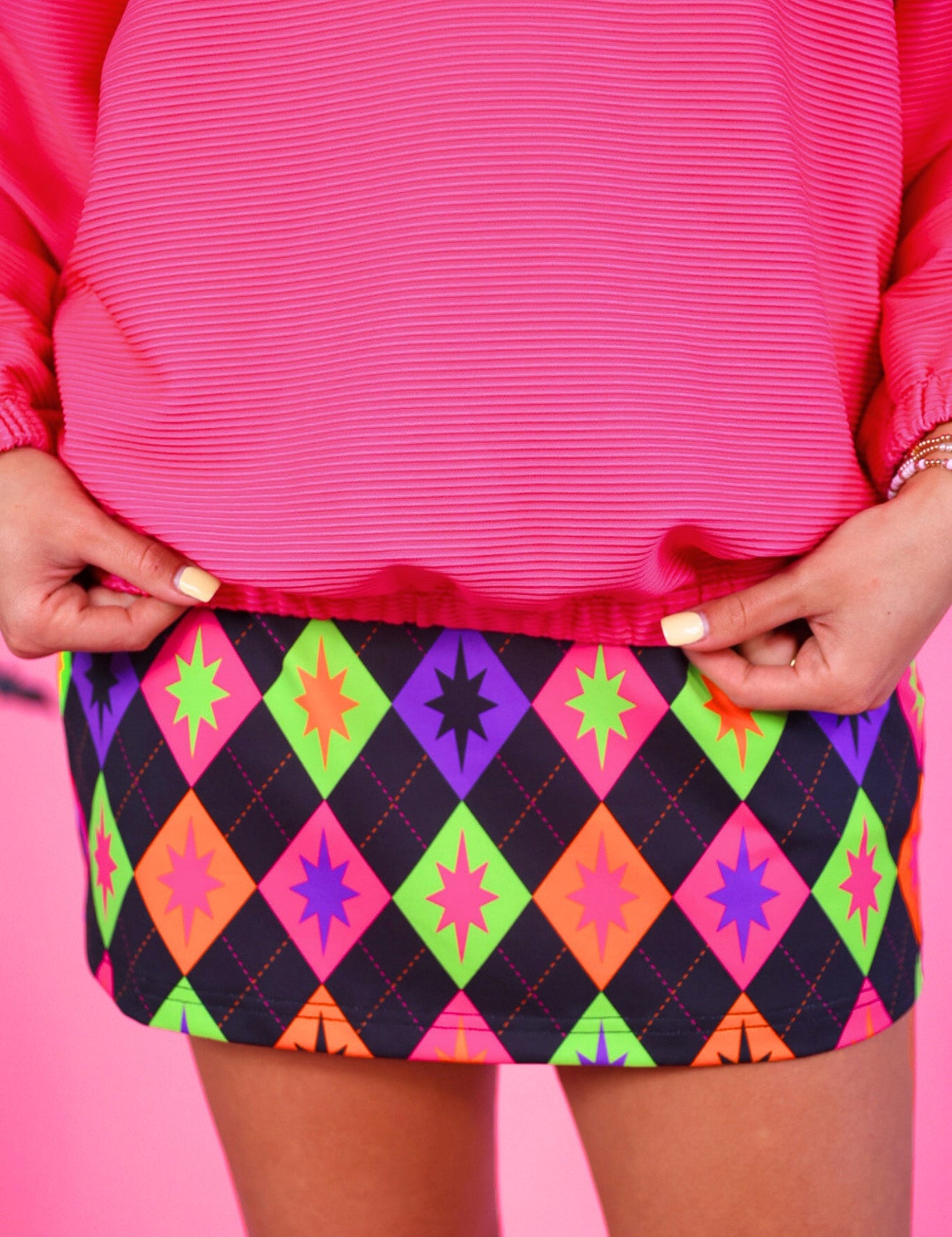 PREORDER- Levi Ribbed Quarter Zip Pullover- Neon Pink