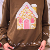 PREORDER- Foil Gingerbread House Pullover