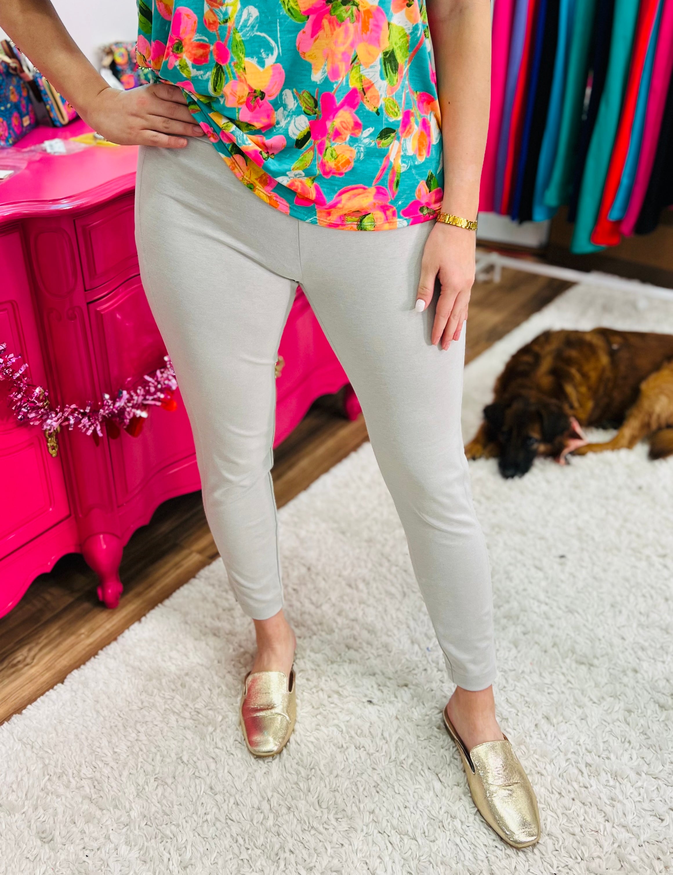 28" Chic Solid Skinny Pants - Pearl Grey* FINAL SALE *