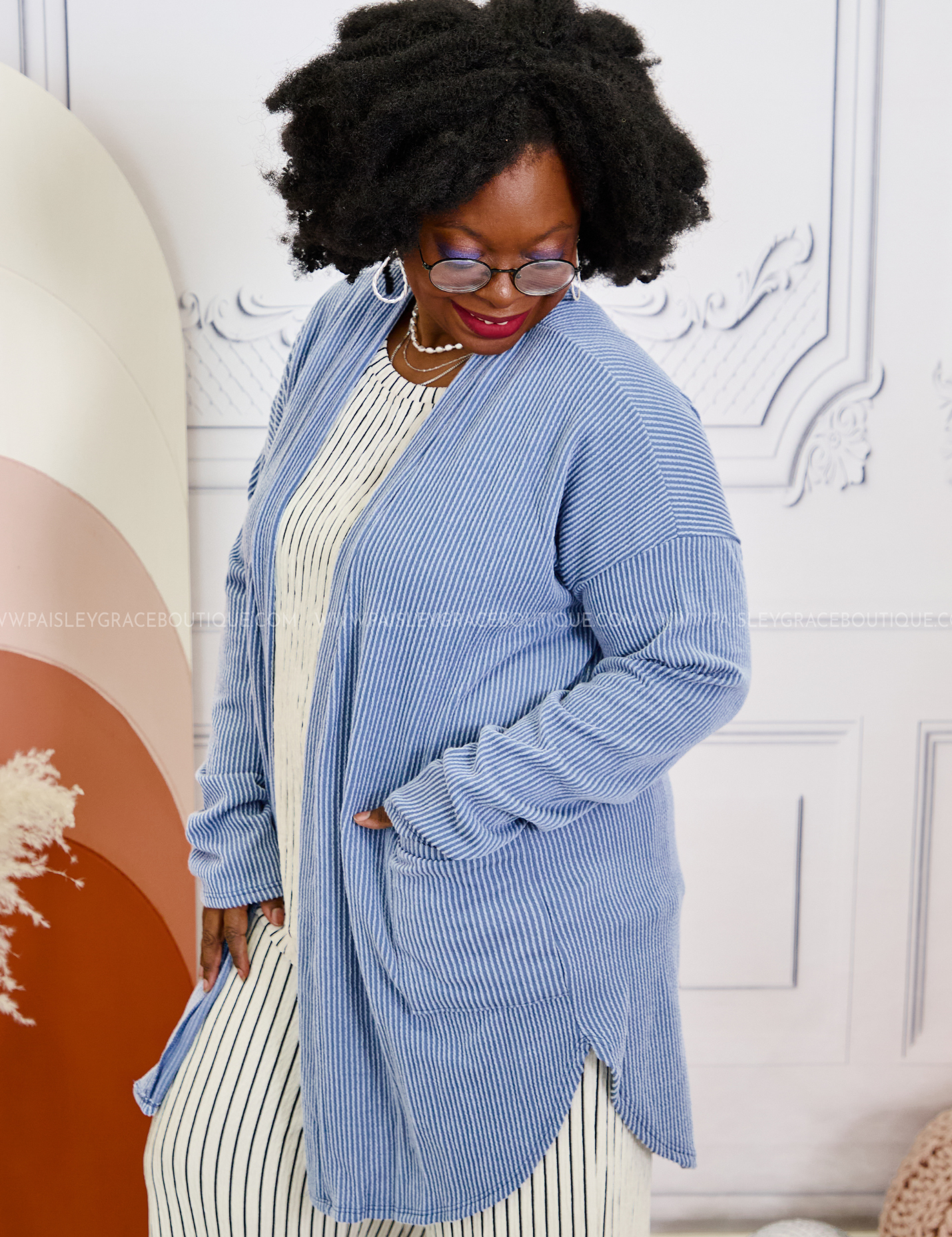 Meredith Ribbed Cardigan - Denim Vintage* LAST ONES FINAL SALE *