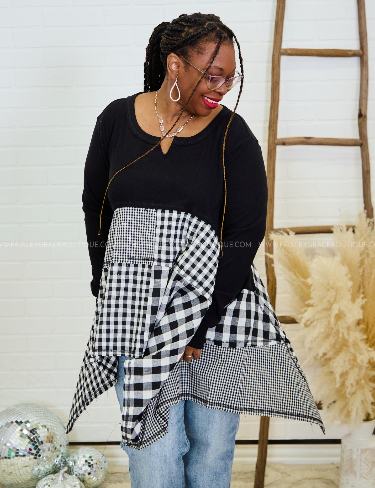 Snowy Plaid Dreams Top - LAST ONES FINAL SALE