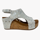 Harper Faux Cowhide Wedges by Very G - White Silver