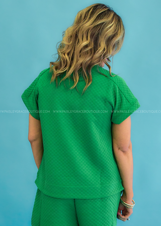 Happy Place Textured Top - Green - WICKED DEAL