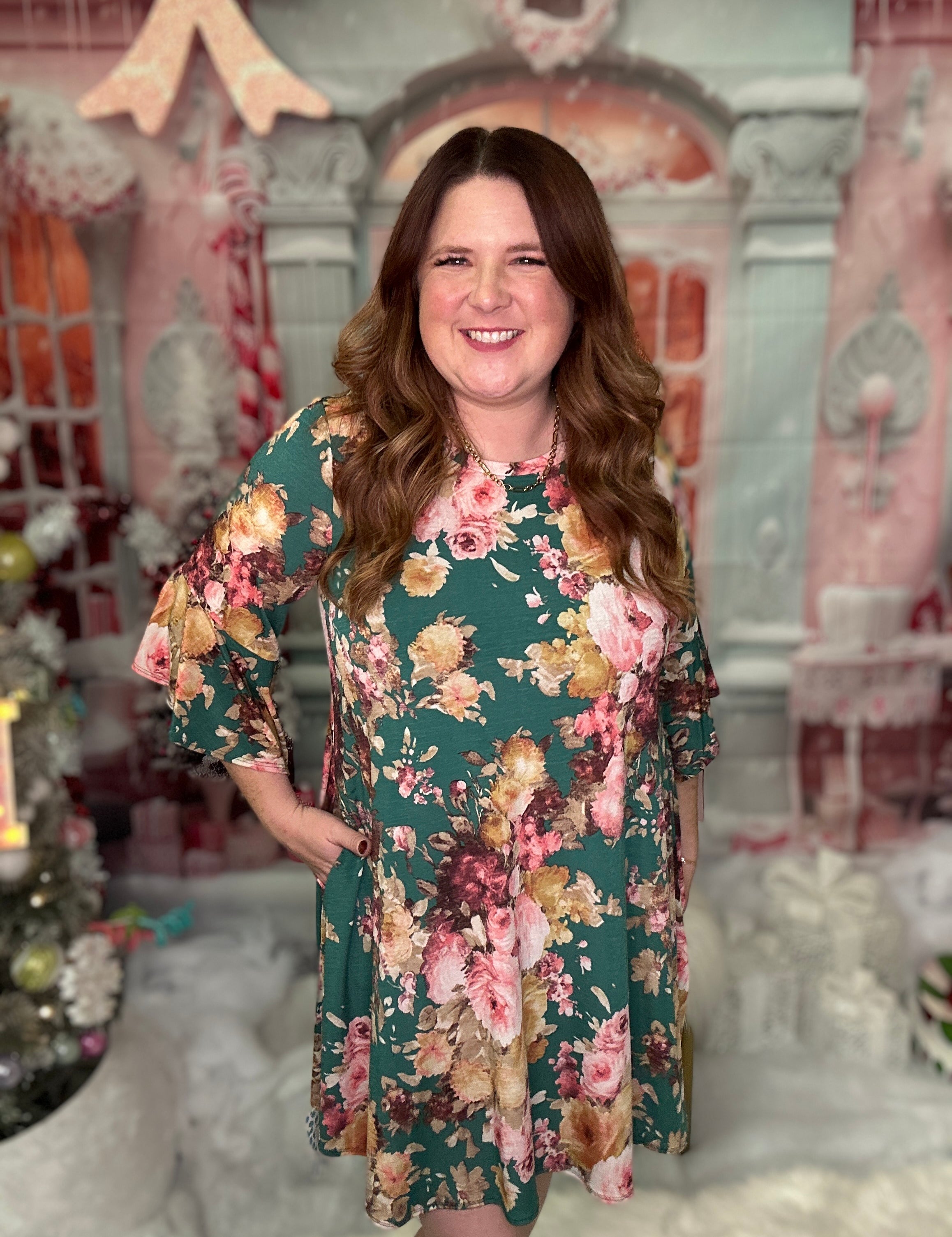 Green Floral Print Dress - FINAL SALE