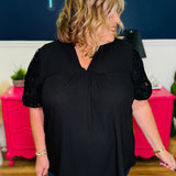 Collared V-Neck Embroidered Puff Sleeve Top - LAST ONES FINAL SALE