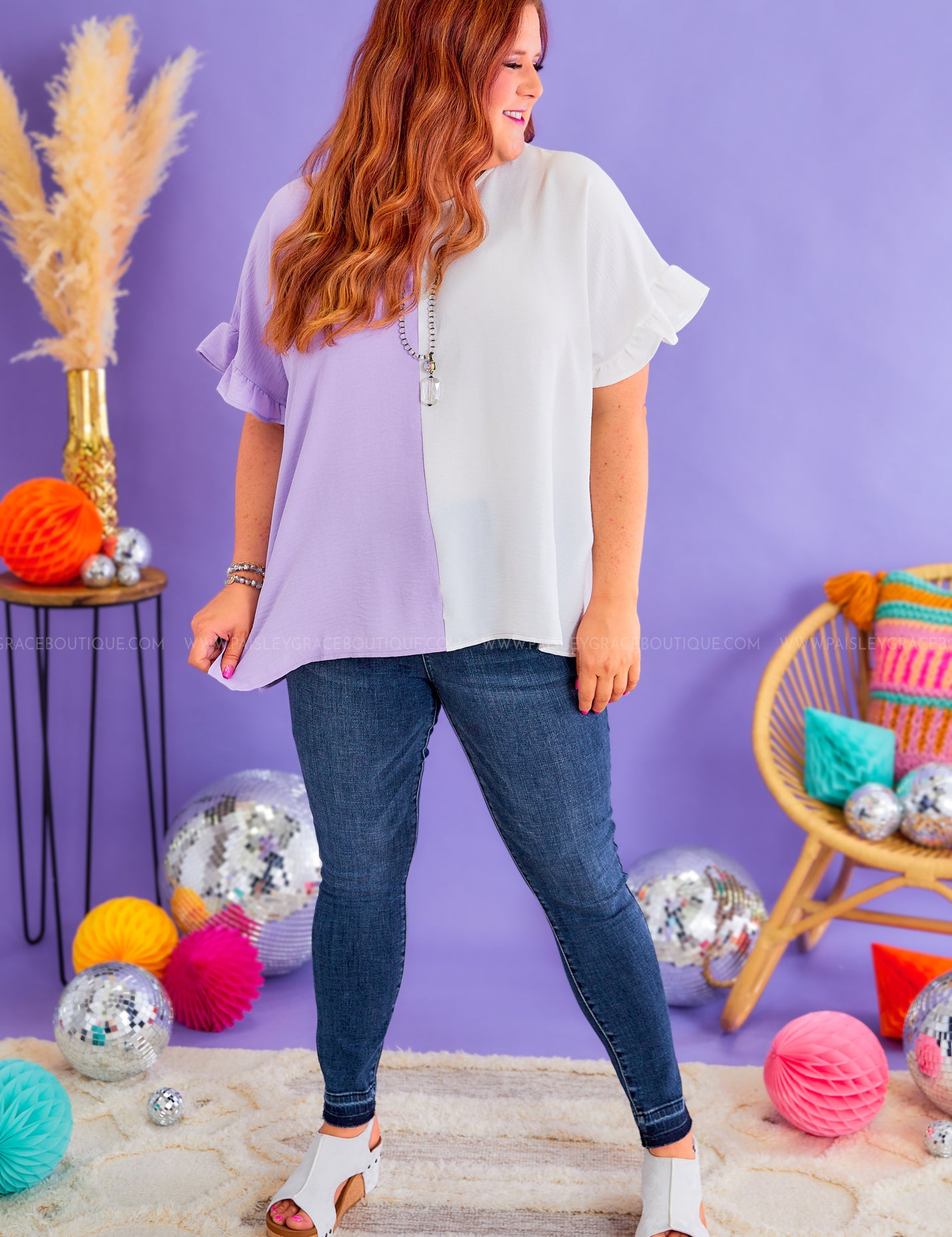 Time Goes By Top - Lavender/White* LAST ONES FINAL SALE *