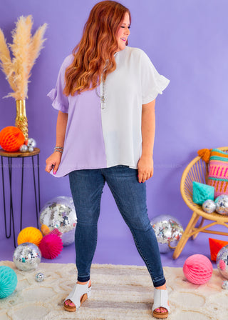 Time Goes By Top - Lavender/White - FINAL SALE