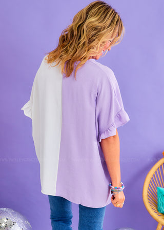 Time Goes By Top - Lavender/White - FINAL SALE