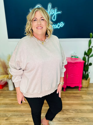 Petra Acid Wash Oversized Pullover - Ash Mocha