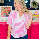 Mainstreet Muse Top - Pink/White