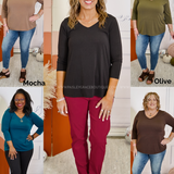 Indy Solid V-Neck Top - 5 Colors* LAST ONES FINAL SALE *