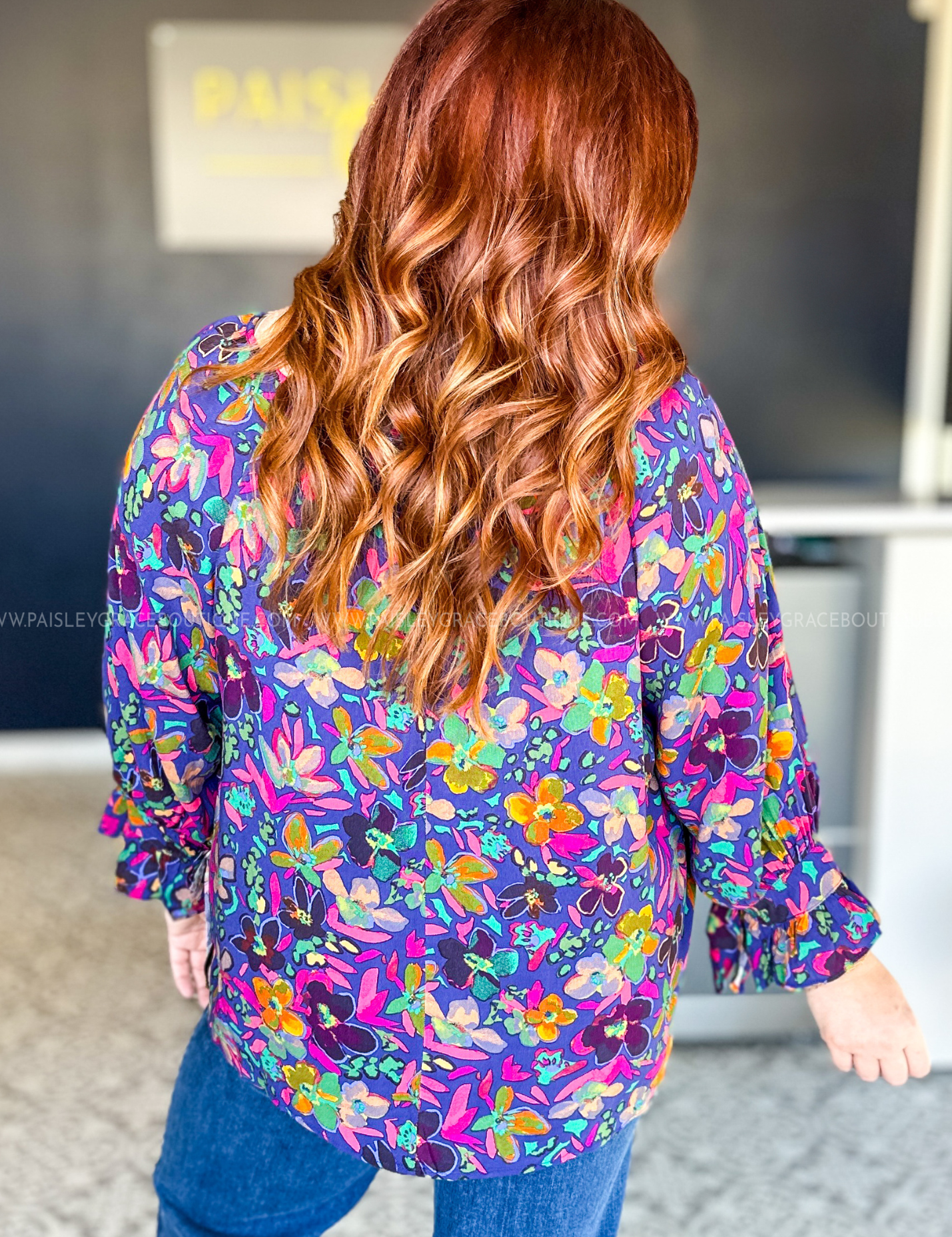 Bright Blooms Ahead Top - Blue/Pink* LAST ONES FINAL SALE *