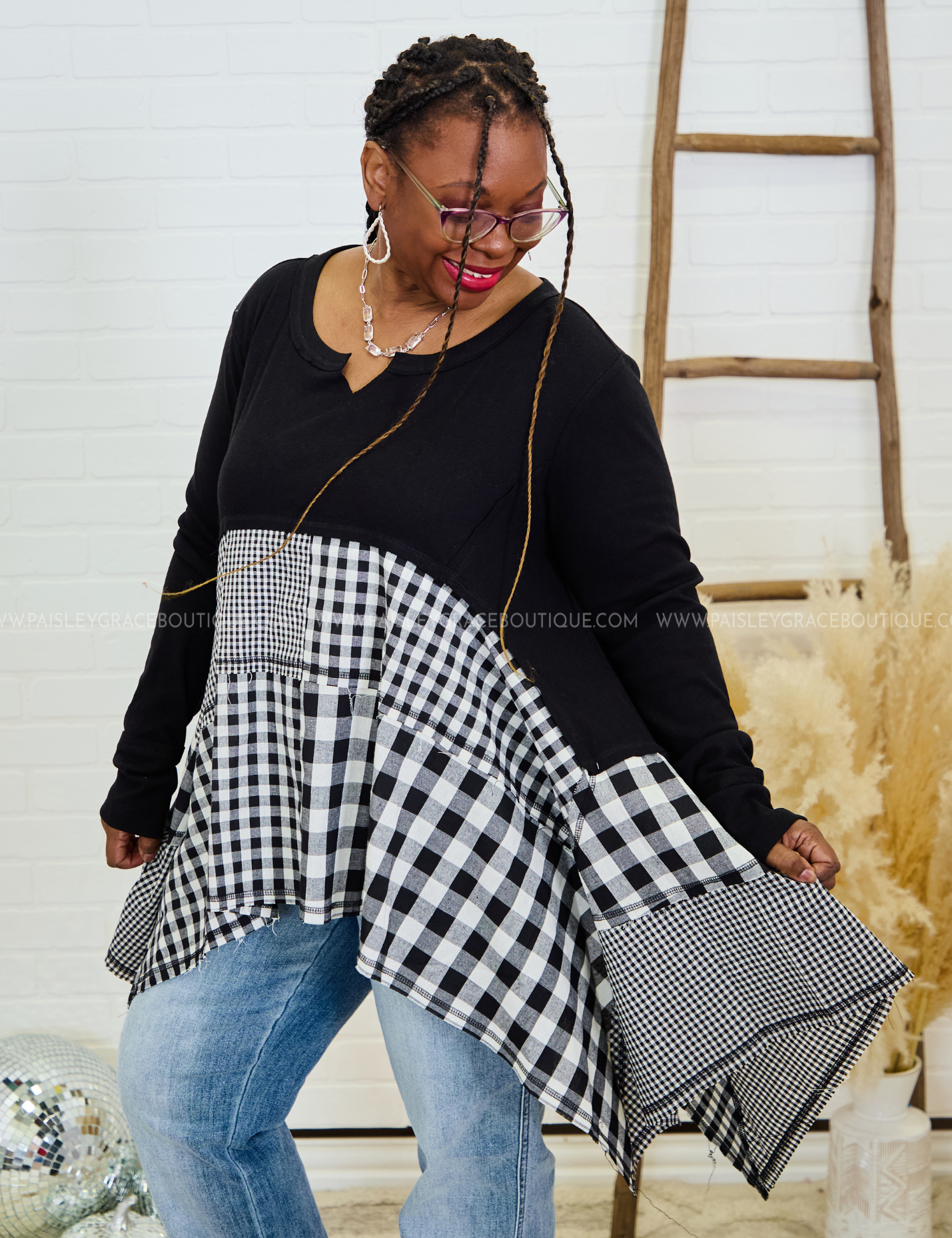 Snowy Plaid Dreams Top - LAST ONES FINAL SALE