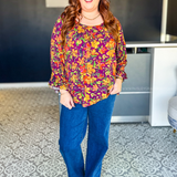 Bright Blooms Ahead Top - Burgundy/Green* LAST ONES FINAL SALE *