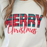 PREORDER- Merry Christmas Plaid Patch Pullover