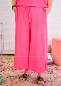 Natasha Textured Crop Pants - Neon Fuchsia