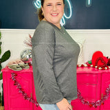 Just A Little Time Top - D Grey* LAST ONES FINAL SALE *