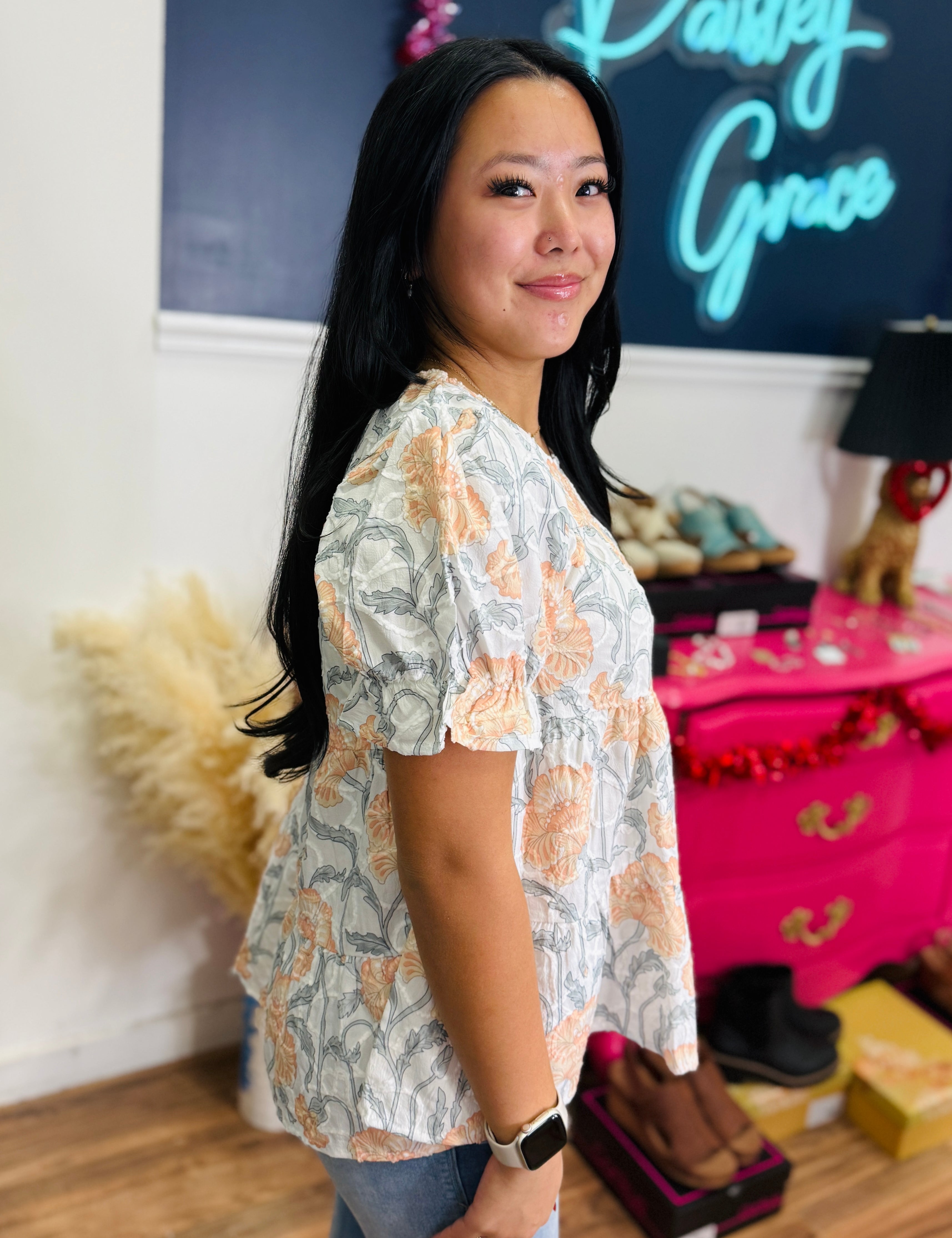 Printed Round Neck Top - FINAL SALE