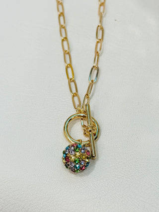 Gold Paper Clip Chain Necklace - Multi