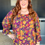 Bright Blooms Ahead Top - Burgundy/Green* LAST ONES FINAL SALE *