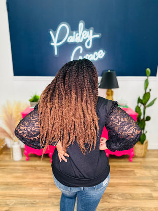 Vivienne Black Lace Sleeve Top