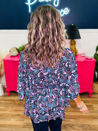 Dear Scarlett Dreamer Top In Black Multi Paisley