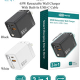 65W Retractable Wall Charger - PREORDER