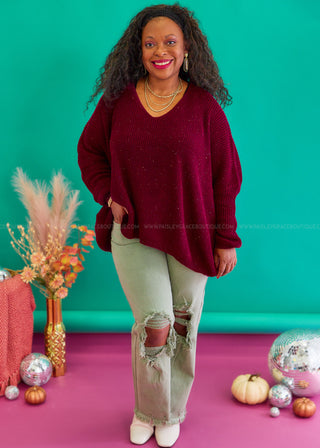 Score an Invite Sweater - Wine* FINAL SALE *