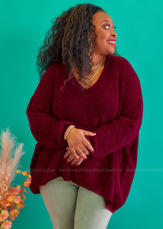 Score an Invite Sweater - Wine* FINAL SALE *