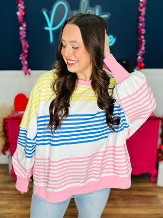 Multi Colored Stripe Long Sleeve Top