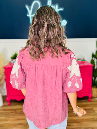 Mauve and Ivory Appliquéd Top