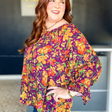 Bright Blooms Ahead Top - Burgundy/Green* LAST ONES FINAL SALE *