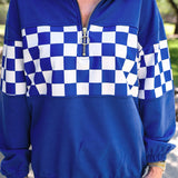 PREORDER- End Zone Checkered Pullover- Blue
