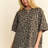 Leopard Rhinestone Stud Short Sleeve Top - FINAL SALE