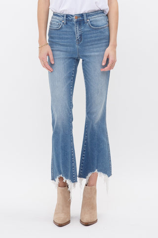 High Rise Crop Flare w/ Uneven Hem - PREORDER